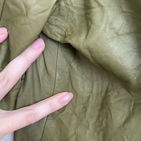 NWT Michael Kors Leather Jacket Olive Green - Picture 15 of 15